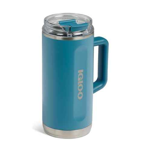 Igloo, 36 oz Tumbler with Handle, Reusable Travel Mug, Stainless Steel Insulated Hydration Cup for Hot & Cold Beverages, Modern Blue