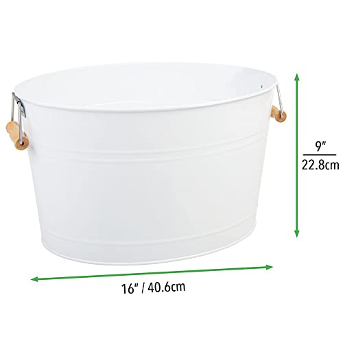 mDesign Large Metal Beverage Tub Oval Cooler for Beer, Wine, Ice, and Drinks - Portable 4.75 Gallon/18 Liter Cold Drink Tr...