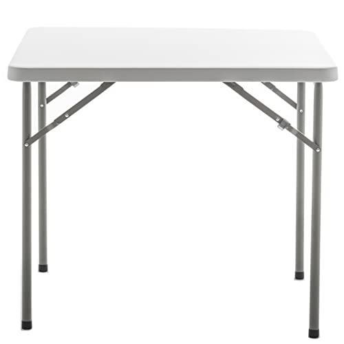 BTEXPERT 5 Piece Folding Card Table Portable and Chair Set, 34" Square Granite White Plastic Table 4 Adult Chairs for Boar...
