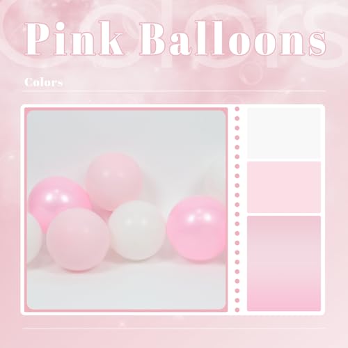 60pcs Pink and White Balloons 12inch with Clear Pastel Pearl Pink Balloons for Wedding Bridal Baby Shower Shower Birthday ...