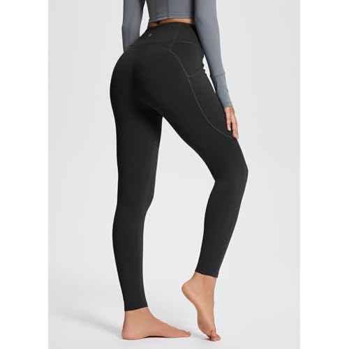 baleaf Women's Petite Fleece Lined Leggings with Pockets, 25" Thermal Winter Warm High Waisted Thick 7/8 Yoga Pants
