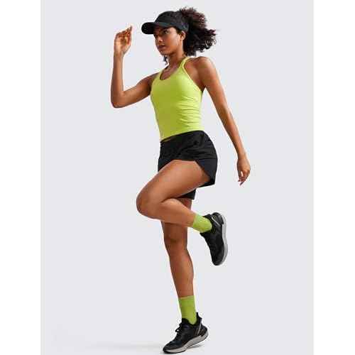 CRZ YOGA Dolphin Athletic Shorts for Women 5" - High Waisted Quick Dry for Running Workout Gym Track with Zip Pocket