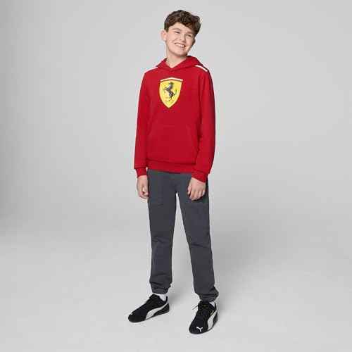 PUMA Scuderia Ferrari F1 Kids' Hoodie with Large Scudetto shield print on chest