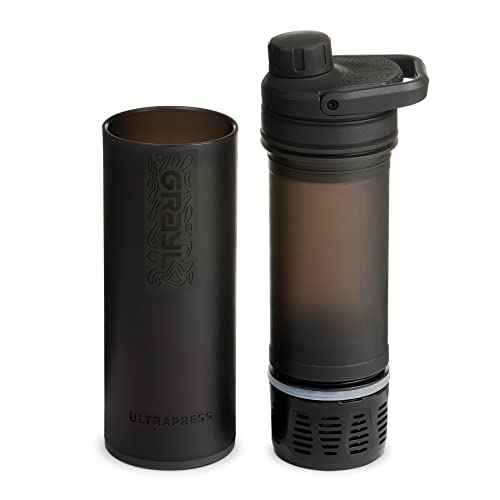 GRAYL UltraPress 16.9 oz Water Purifier & Filter Bottle for Hiking, Backpacking, Survival, Travel (Covert Black)