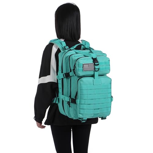 Thuram 50L Sturdy Nylon Waterproof Fishing Hunting Backpack Outdoor Military Rucksacks Tactical Sports Camping Hiking (Cyan)