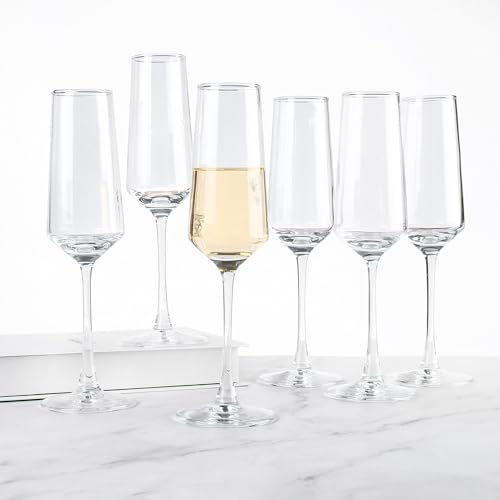 CZUMJJ Champagne Glasses Set of 12, Elegant Champagne Flutes, Modern Sparkling Wine Glasses for Home Bar, Wedding, Anniver...