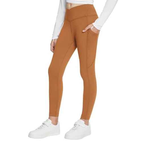 baleaf Girls Fleece Lined Leggings Athletic Yoga Pants Thermal Dance Tights Pockets Winter Running