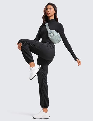 CRZ YOGA Lightweight Straight Leg Workout Pants for Women 28"/30"/32" - Ruched Casual Work Athletic Joggers with Pockets
