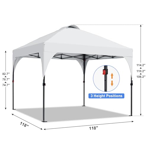 Oneofics Pop Up Canopy, 10x10 FT Instant Outdoor Canopy Tent with Carrying Bag, 3 Adjustable Heights - Portable for Outdoo...