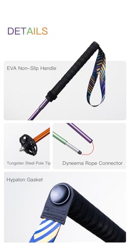 3 Section Trekking Poles Lightweight Aluminium Walking Poles Adjustable Trekking Sticks Collapsible Sticks 2pcs