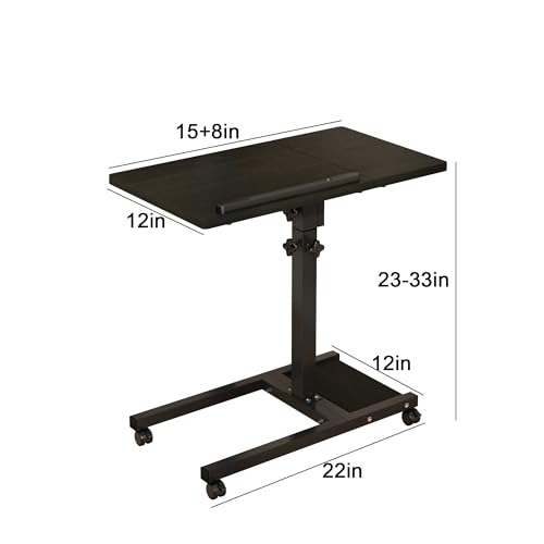 TigerDad Mobile Adjustable Height Laptop Stand PC Portable Laptop Swivel Table Rolling Table with Wheels Caster and Mouse ...