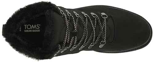 TOMS Women's Mojave Fashion Boot, Black Leather/Suede/Ridged, 6