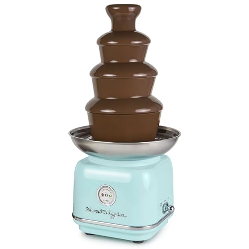 Nostalgia 4 Tier Electric Chocolate Fondue Fountain Machine for Parties - Melts Cheese, Queso, Candy, and Liqueur - Dip St...