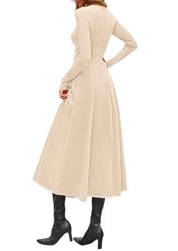 PRETTYGARDEN Cocktail Dresses for Women 2026 Elegant Classy Fall Long Sleeve Midi A Line Flowy Modest Winter Party Dress