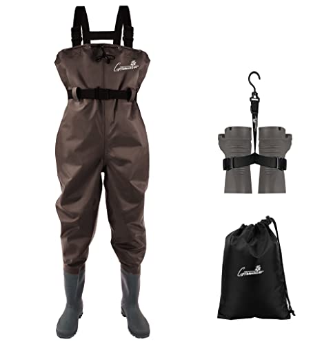 GREENWATER Fishing Chest Waders for Men Women with Boots Waterproof 2ply Nylon PVC Lightweight Bootfoot Waders for Hunting