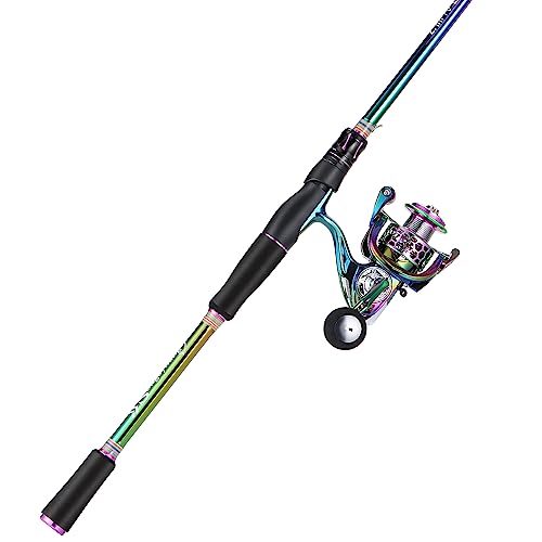 Sougayilang Spinning Fishing Reel Rod Combo, Two Pieces Colorful Poratble Light Weight Fishing Rod with Powerful Fishing G...