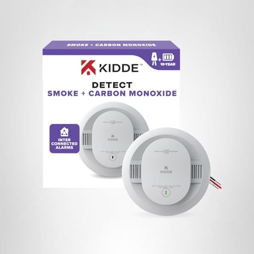 Kidde Hardwired Smoke & Carbon Monoxide Detector, 10-Year Battery Backup, Interconnectable LED Warning Light Indicators, 30CUA10