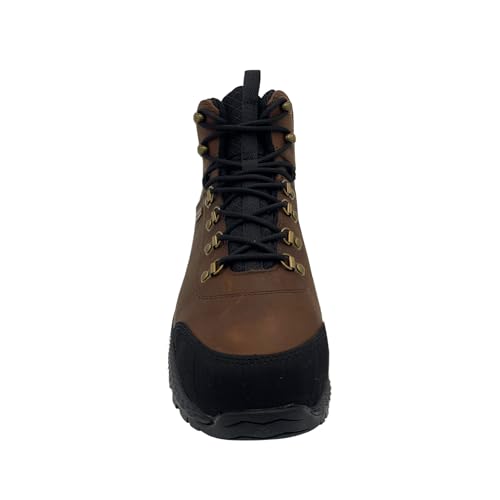 Ad Tec Men's 6" Hiker and Work Shoe - Tumbled Leather Upper, Waterproof, PU Insole Boots for Men - Flexible Mold Outsole for Comfort and Traction Pattern - Brown, 11.5
