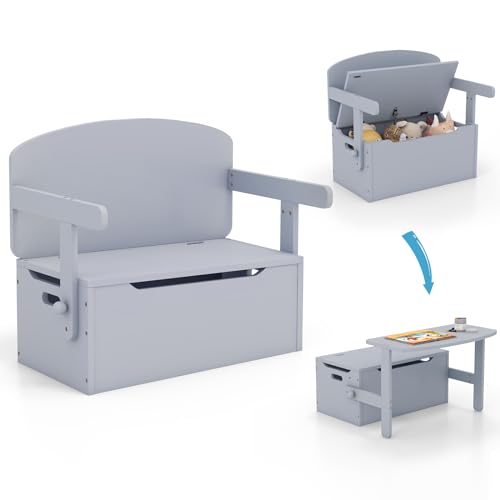Costzon Kids Table and Chair Set, Convertible Toy Storage Bench with Built-in Handle for Kindergarten, Preschool, Kids Roo...