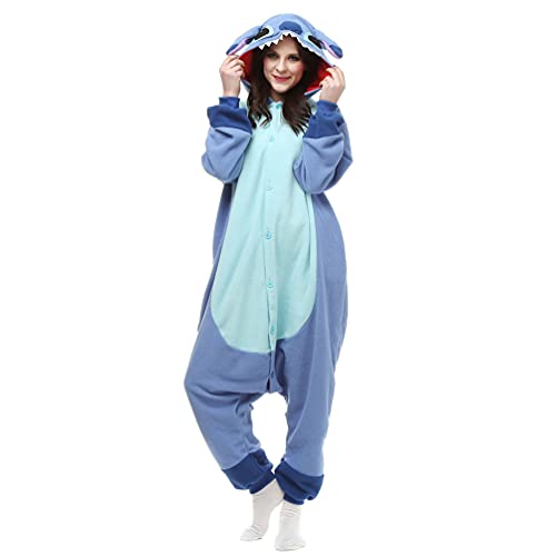 ROYAL WIND Adult Stich costume Onesie Animal Pajamas Halloween Cosplay Costumes Sleepwear Homewear Party Wear