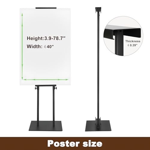 ZEGNEER Black Pedestal Poster Sign Stand for Display, Adjustable Height Up to 80 Inchs, Heavy Duty Banner Double Sided Sig...