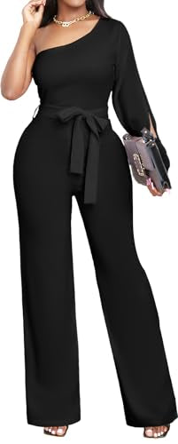 sexycherry Formal Jumpsuit for Women Dressy Elegant Long Straight Pants Jumpsuits for Party Club with Zipper