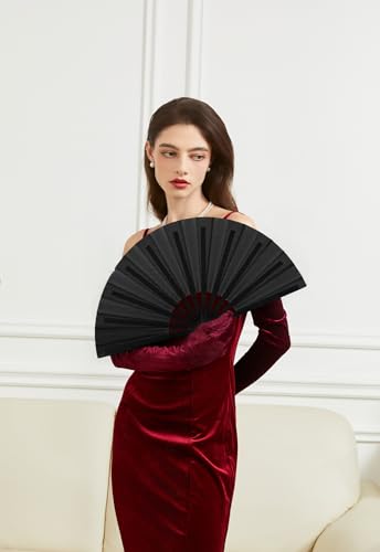 Huralona 5 Pack Large Folding Hand Clap Fan Fabric Rave Popping Fans Chinese Kung Fu Tai Chi Hand Fan Festival Dance Gift ...