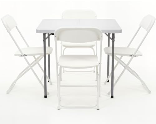 BTEXPERT 5 Piece Folding Card Table Portable and Chair Set, 34" Square Foldable Table 4 Adult Chairs for Board Games Party...