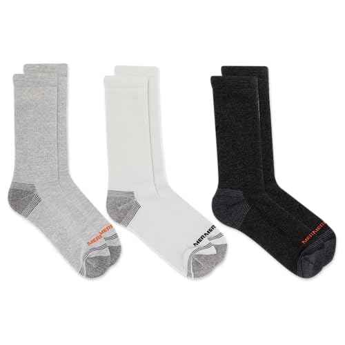 Merrell unisex-adults Men's and Women's Recycled Everyday Crew Socks - 3 Pair Pack - Repreve Mesh