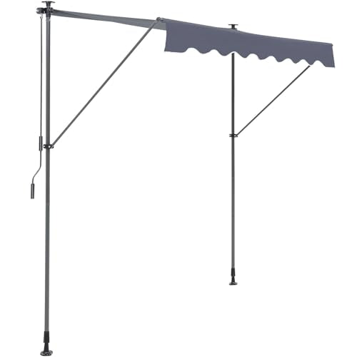 VEVOR Manual Retractable Awning, 78" Outdoor Retractable Patio Awning Sunshade Shelter, Adjustable Patio Door Window Awning Canopy with 39" Sun Shade Curtain for Backyard, Garden, Balcony, Dark Gray