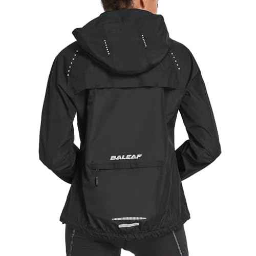 baleaf Women's Rain Jackets Waterproof Windbreaker Packable Running Lightweight Cycling Jacket Reflective Hooded