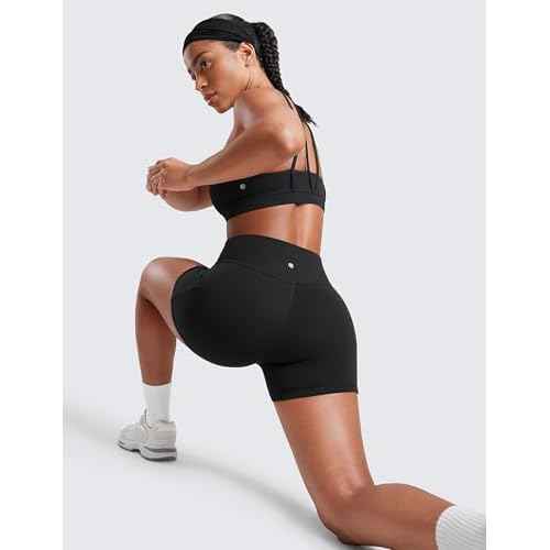 CRZ YOGA Womens Butterluxe Biker Shorts with Pockets 3 Inches - High Waisted Volleyball Workout Athletic Yoga