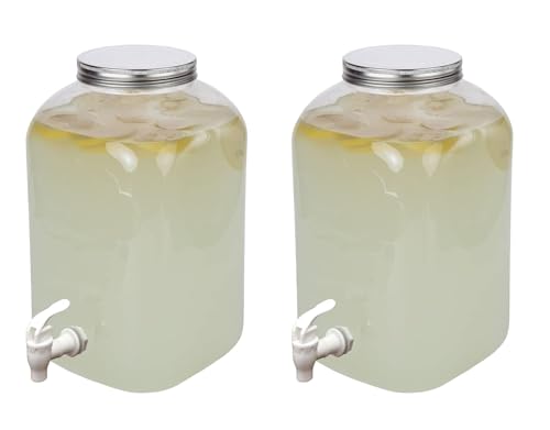 Lily's Home - 2 Gallon Beverage Dispenser with Lid and Spigot (Set of 2), BPA Free, Plastic Drink Dispenser for Water, Ice...
