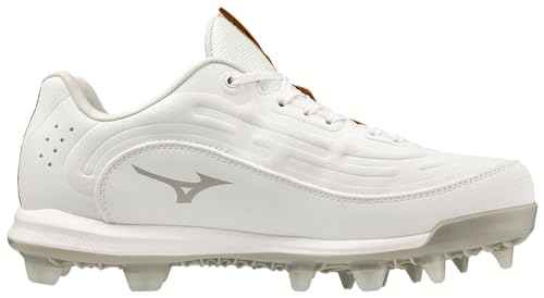 Mizuno Women's Finch Elite 6 Low TPU Softball Cleat, White, 8.5