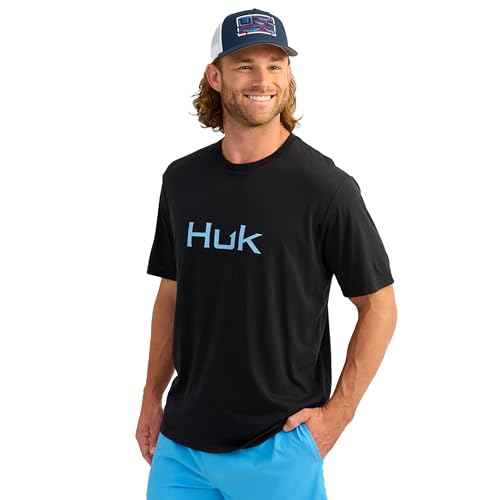 HUK Mens Performance Fishing Logo Tee, Short Sleeve, Quick-Dry