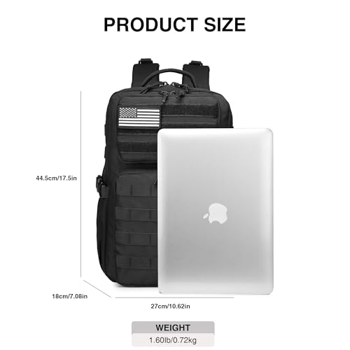 Wotony Military Tactical Backpack for Men Waterproof Daypack 3 Day Assault Pack Molle Bag with Water Bottle Holder