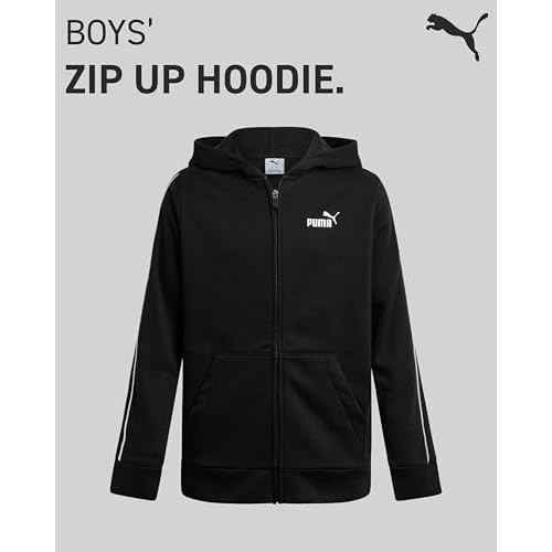 PUMA Boys Zip Up Hoodie - Cozy Performance Fleece Kids Zip Up Hoodie for Boys - Athletic Sweatshirt for Sports and Daily Wear