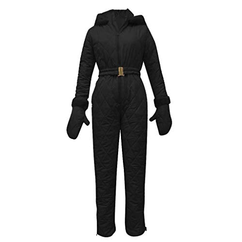 Movnebyro Womens One Piece Ski Suit Winter Ski Jumpsuits Waterproof Warm Snowsuit Fur Collar Outdoor Sports Outerwear