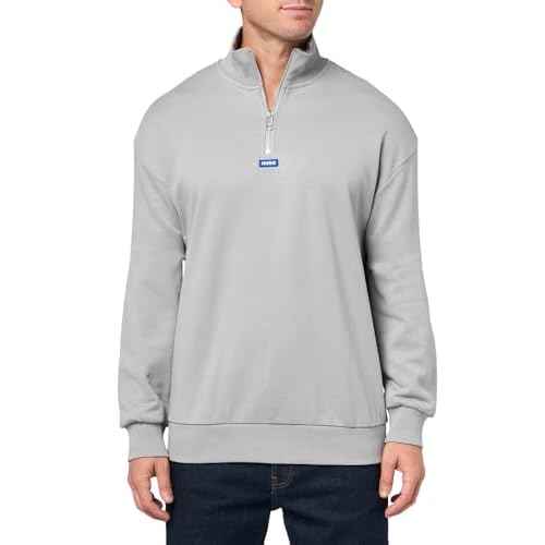 HUGO Men's Twill French Terry Quarter Zip Sweatshirt