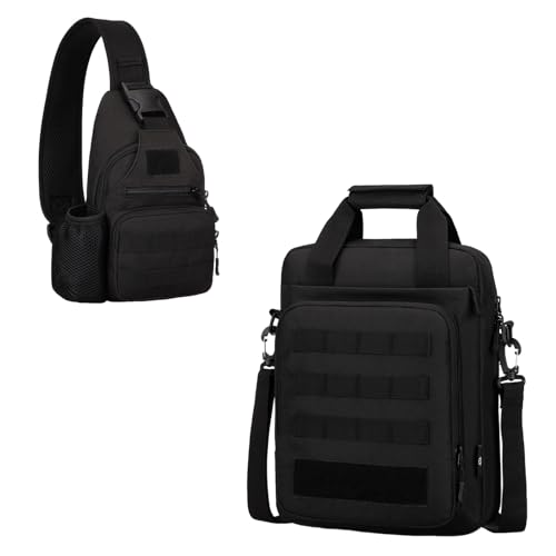 ZHIERNA Tactical Sling Crossbody Backpack + Tactical Briefcase Messenger Bag