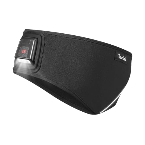 Taximi LED Ear Warmer Headband for Women and Men, Rechargeable Fleece Winter Headbands with Light for Running Cycling Skiing