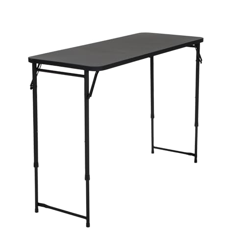 COSCO 14440BLK1E Plastic Top Adjustable Height Folding Table 20" x 48" Black