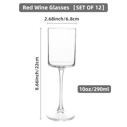 UMEIED 10 Oz Square Champagne Flute Glasses Set of 12, Long Stem Wine Glass for White & Red Wine, Gifts for Wedding Annive...
