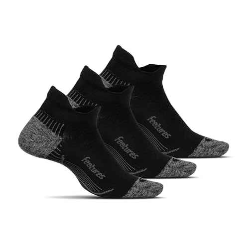 Feetures Plantar Fasciitis Relief Sock Light Cushion No Show Tab - Targeted Compression Sock for Women & Men - Small, Black (3 Pair)