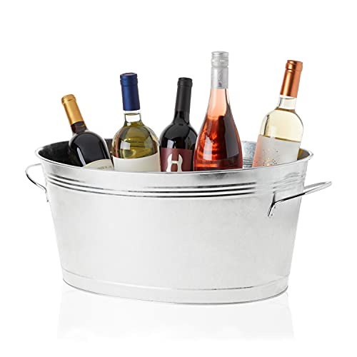True Galvanized Tub, Large Ice Buckets for Parties, Beverage Cooler for Beer, Wine, Soda, Bottled Water, Rustic Beverage T...