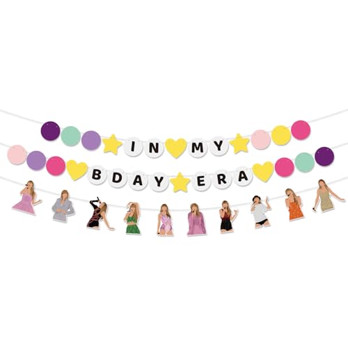Pre-strung In My Birthday Era Banner Friendship Bracelet Garland for Singer Birthday Party Decorations Bday Photo Booth Ba...