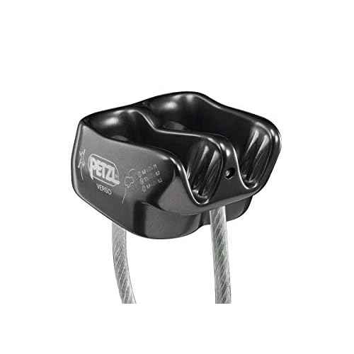 Petzl Verso Belay Device with Attache Screw-Lock Carabiner - Compact, Lightweight Belay Device, for One or Two Rope Strands While Climbing or Rappelling - Grey