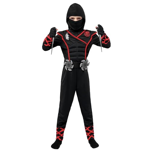 Spooktacular Creations Halloween Ninja Costume, Ninja Outfit Set for Kids, Halloween Costumes for Boys Dress Up Party