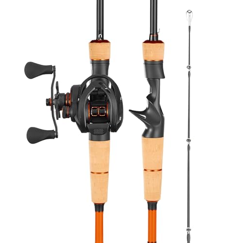 VEVOR Rod and Fishing Reel Combo, IM6/7 Carbon Fiber Spinning Rod and Reel Combo, Bass Fishing Pole with 6.5 ft Two-Piece ...