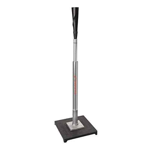 CHAMPRO Brute Spring-Loaded Batting Tee with Flexible Top and Weighted Base, Professional Grade Materials and Adjustable Height for Baseball and Softball,Silver